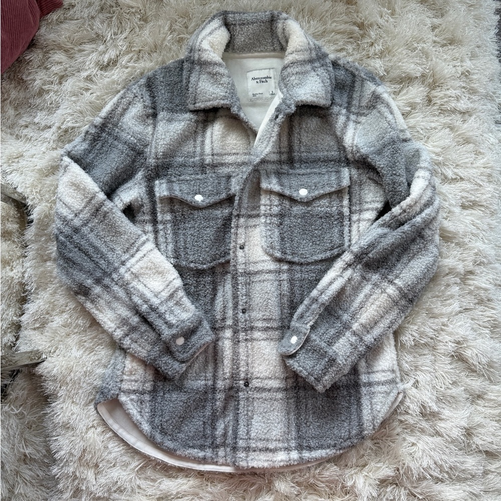 NWOT Abercrombie Plaid Sherpa Jacket - Picture 2 of 10